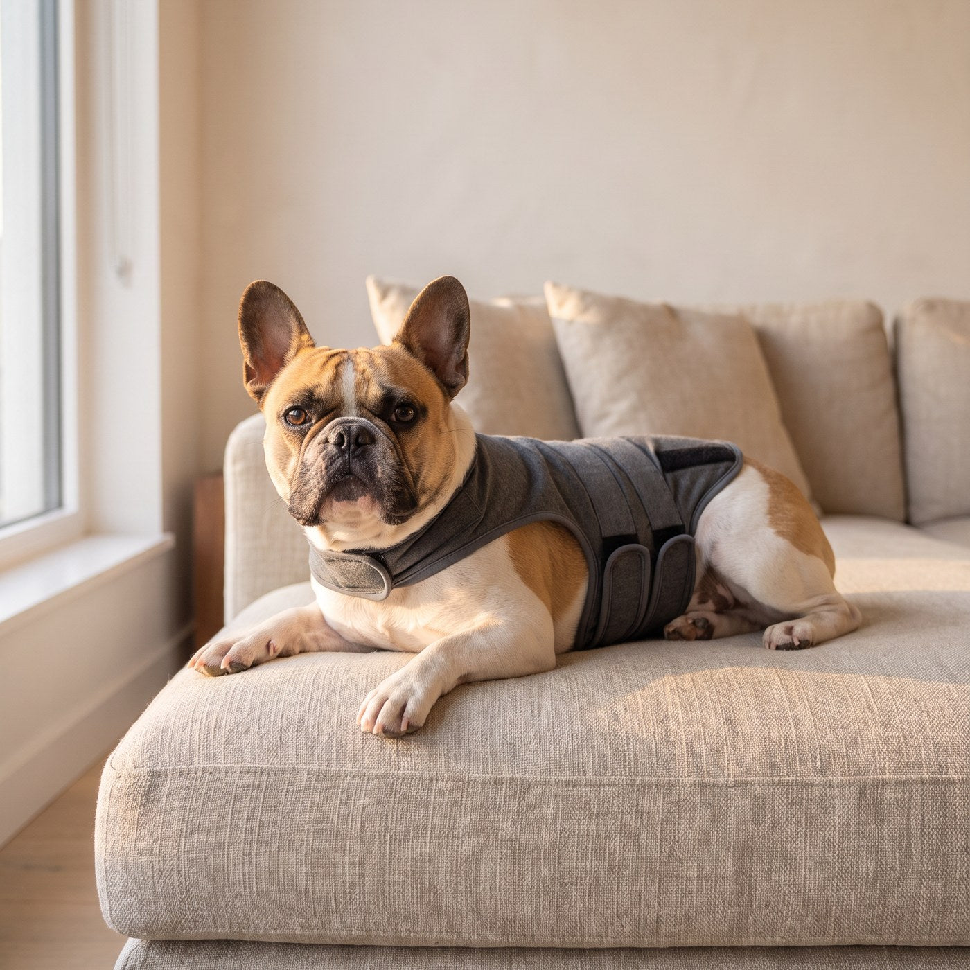 [tpa] French bulldog wearing the dog anxiety calming vest